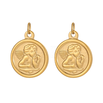 Angel Charms 304 Stainless Steel Pendants STAS-OY004-34G-1