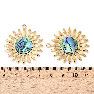304 Stainless Steel Natural Paua Shell Pendants X-STAS-L288-12G-01-1