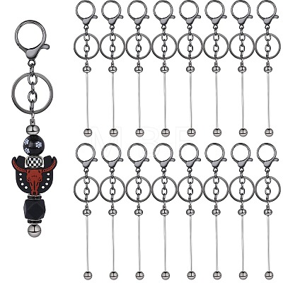16Pcs Alloy Bar Beadable Keychain for Jewelry Making DIY Crafts KEYC-SZ0001-16B-1
