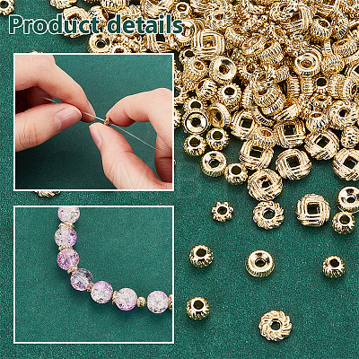   300Pcs 6 Style Rack Plating Alloy Spacer Beads FIND-PH0018-16-1