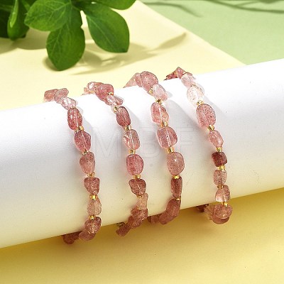 Natural Strawberry Quartz Beads Bracelets for Women BJEW-H623-02S-15-1