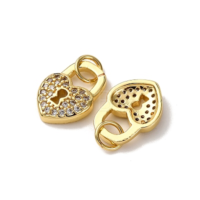 Brass Micro Pave Clear Cubic Zirconia Charms KK-A270-03C-G-1