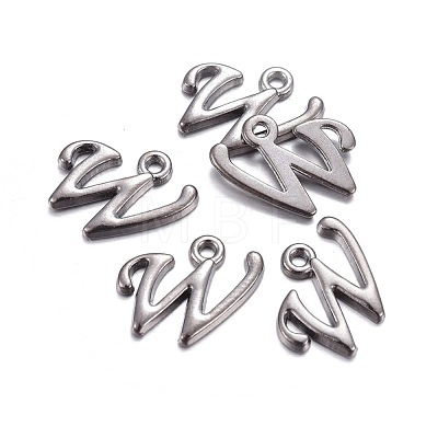 Gunmetal Plated Alloy Letter Pendants PALLOY-P097-03-W-1