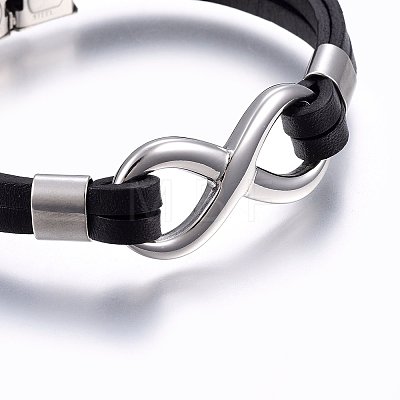 Leather Cord Bracelets BJEW-E345-04B-1