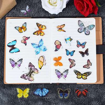 4 Bags 4 Styles Butterfly Pattern Waterproof Plastic Scrapbooking Stickers DIY-SZ0001-90-1