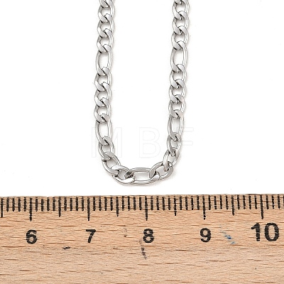 Tarnish Resistant Smooth Surface 304 Stainless Steel Figaro Chain Necklace Making STAS-A028-N022P-1