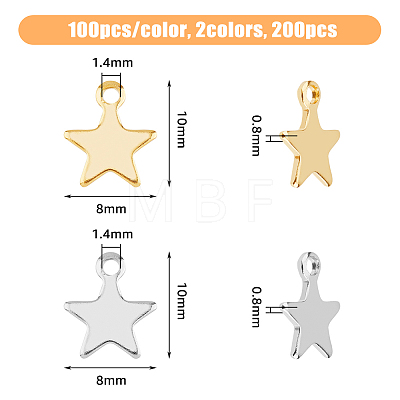 DICOSMETIC 200Pcs 2 Colors 304 Stainless Steel Charms STAS-DC0015-73-1