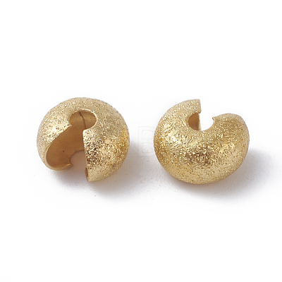 Textured Brass Crimp Beads Covers KK-I665-23G-1
