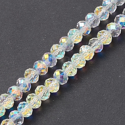 Electroplate Transparent Glass Beads Strands EGLA-K015-07F-1