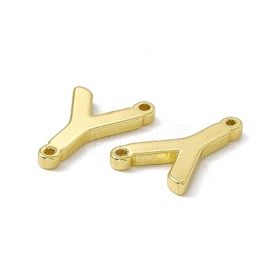 Rack Plating Brass Letter Connector Charms KK-C007-38G-Y-1