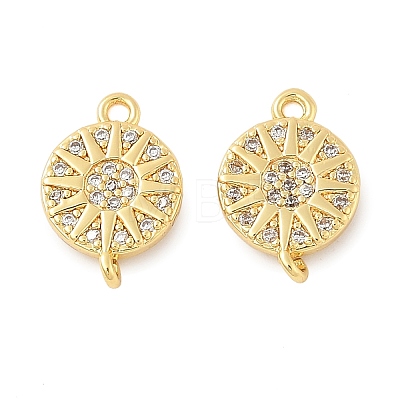 Brass Micro Pave Cubic Zirconia Connector Charms KK-U056-05G-1