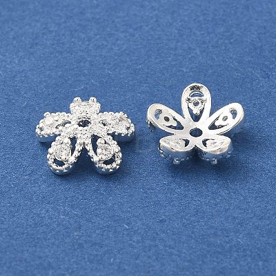 Flower Rack Plating Brass Micro Pave Cubic Zirconia Beads KK-S399-01D-1