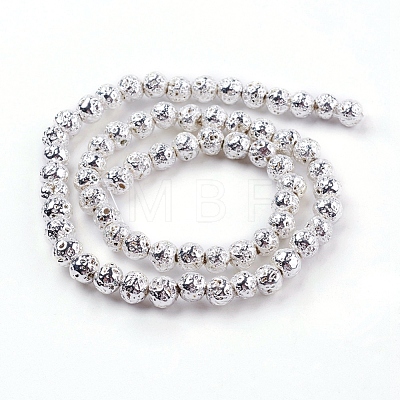 Electroplated Natural Lava Rock Bead Strands G-E429-01-4mm-S-1