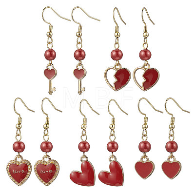 Alloy Enamel Heart Dangle Earrings EJEW-JE06272-02-1