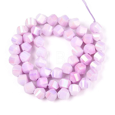 Anti-Tarnish Electroplate Glass Beads Strands GLAA-T025-8mm-14G-1