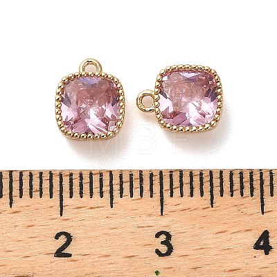 Brass Micro Pave Clear Cubic Zirconia Charms KK-B110-01G-04-1