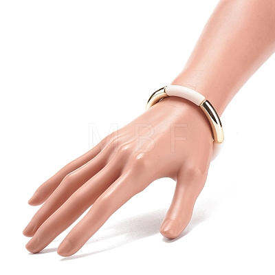 Acrylic Curved Tube Beaded Stretch Bracelet for Women BJEW-JB08439-05-1