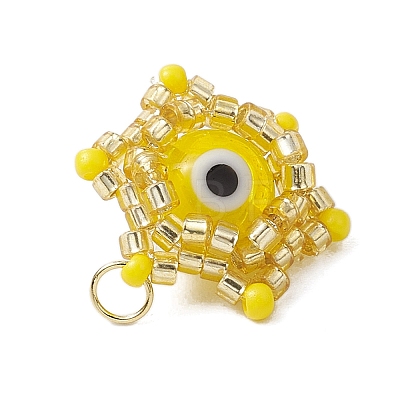 Beaded Star Eye Charms PALLOY-MZ00575-08-1