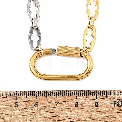 Duo Tone 304 Stainless Steel Hollow Cross Link Chain Necklaces for Women NJEW-JN06650-1