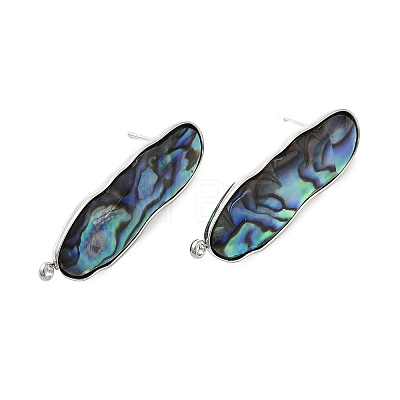 304 Stainless Steel Pave Natural Paua Shell Stud Earring Findings STAS-Z125-02P-1