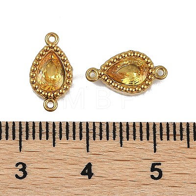 Ion Plating(IP) 304 Stainless Steel Cubic Zirconia Teardrop Links Connector Charms LS-STAS-K256-23G-09-1
