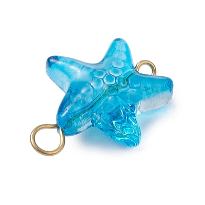 Starfish Gradient Color Baking Paint Transparent Glass Connector Charms PALLOY-JF03277-01-1