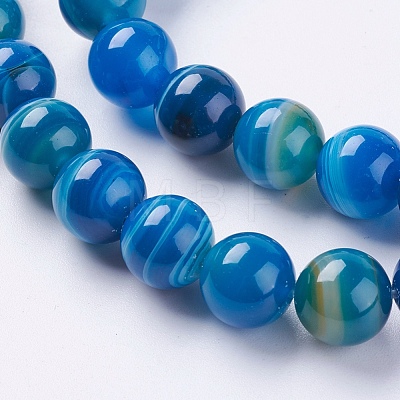 Natural Striped Agate/Banded Agate Beads Strands X-G-G582-10mm-10-1