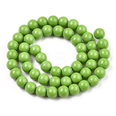 Opaque Solid Color Glass Beads Strands X-GLAA-T032-P8mm-06-1