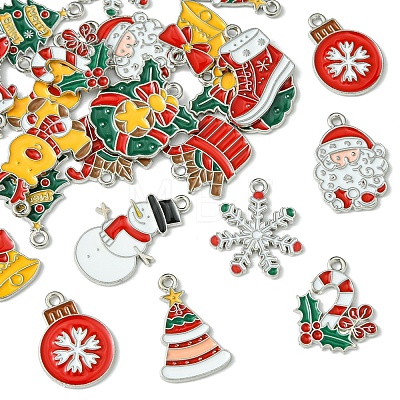 24Pcs 12 Styles Christmas Theme Alloy Enamel Pendants ENAM-FS0002-19G-1