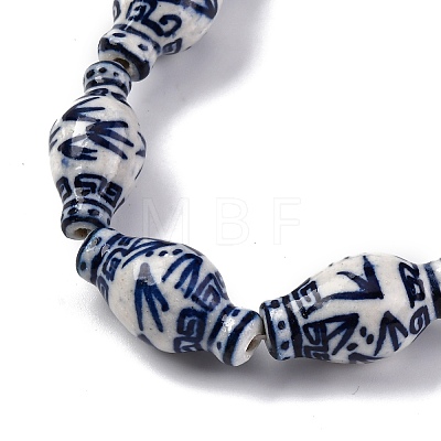 Handmade Blue and White Porcelain Beads Strands PORC-I027-13C-1