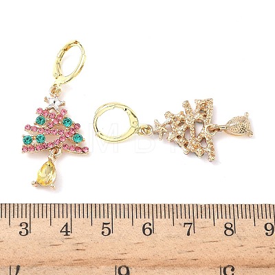 Christmas Alloy Rhinestone Hoop Earrings LS-EJEW-F399-02G-1
