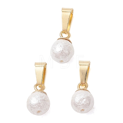 Wrinkle Textured Shell Pearl Round Charms PALLOY-JF05063-01-1