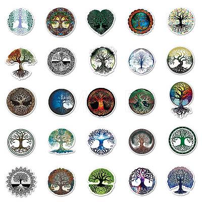 PVC Self-adhesive Tree of Life Cartoon Stickers TREE-PW0004-10-1