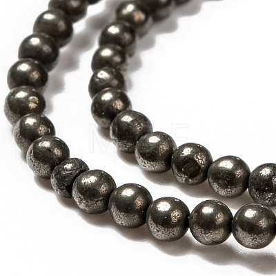 Natural Pyrite Beads Strands G-L031-2mm-01-1