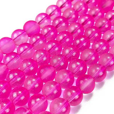 Frosted Transparent Glass Bead Strands GLAA-P065-8mm-11-1