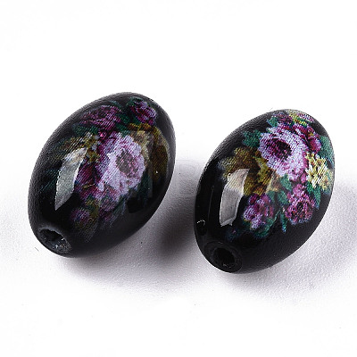 Printed & Spray Painted Opaque Glass Beads LS-GLAA-S047-07B-D02-1