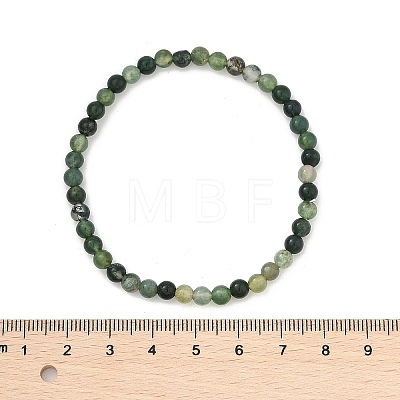 Natural Moss Agate Beaded Stretch Bracelets BJEW-D446-A-44-1