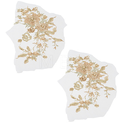 2Pcs 3D Flower Beading Polyster Embroidery Ornaments Accessories DIY-CY0003-64C-1