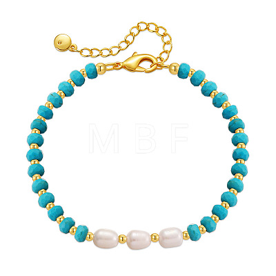 Natural Pearl & Synthetic Turquoise Beaded bracelet EY2763-1