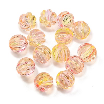 549Pcs Round Corrugated Transparent Acrylic Beads Two Tone MACR-K359-21B-1