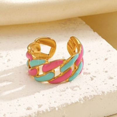 304 Stainless Steel Cuff Open Rings for Women RJEW-I113-02G-01-1