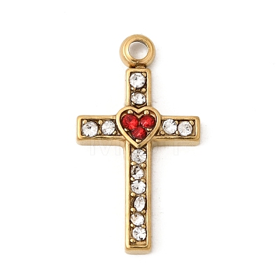 304 Stainless Steel Rhinestone Pendants STAS-B128-09G-06-1