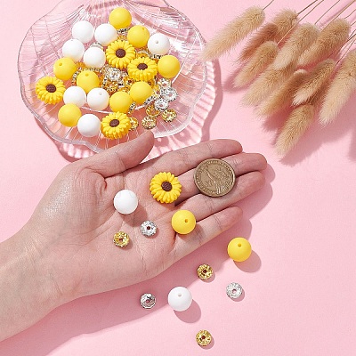 DIY Daisy Flower Silicone Beads Jewelry Making Finding Kit DIY-YW0008-77-1