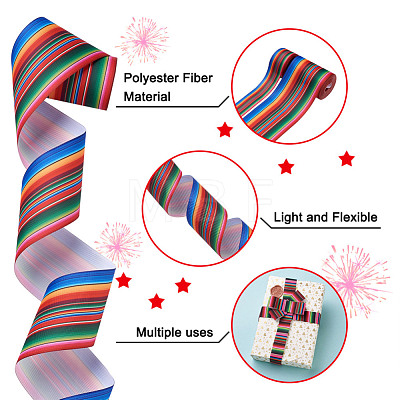 2Rolls 2 Styles Stripe Pattern Printed Polyester Grosgrain Ribbon OCOR-TA0001-37E-1