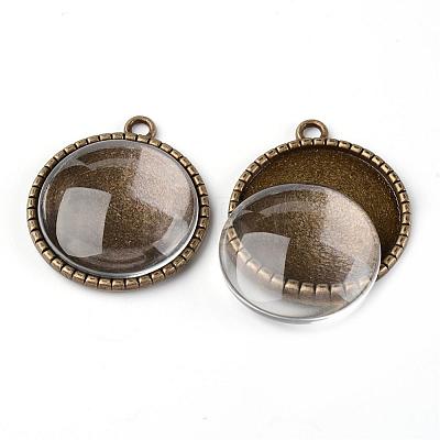 25mm Transparent Clear Domed Glass Cabochon Cover for Alloy Photo Pendant Making KK-X0024-NR-1