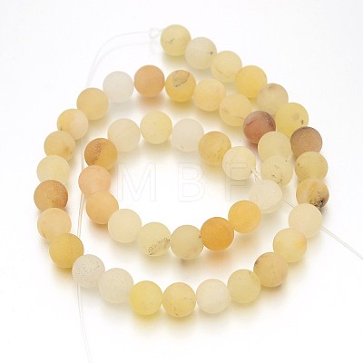 Frosted Round Natural Yellow Aventurine Bead Strands X-G-J338-06-8mm-1