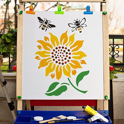 Bees Theme PET Plastic Hollow Out Drawing Painting Stencils Templates DIY-WH0284-019-1