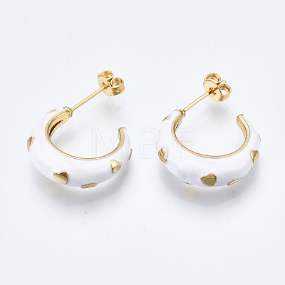 Brass Enamel Stud Earrings EJEW-T014-08G-05-NF-1