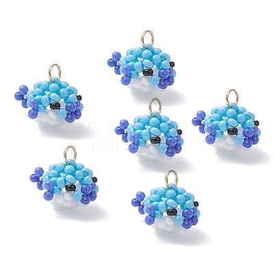 4Pcs Glass Seed Beaded Puffer Pendants PALLOY-MZ01121-1