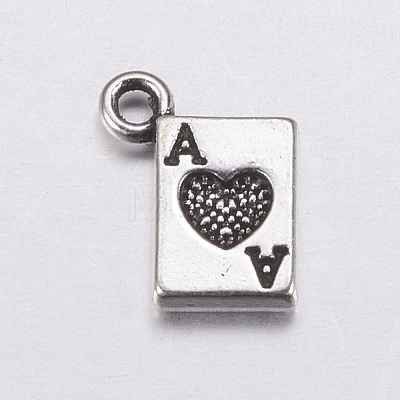 Antique Silver Plated Tibetan Style Zinc Alloy Poker Ace Pendants X-AC0322-1